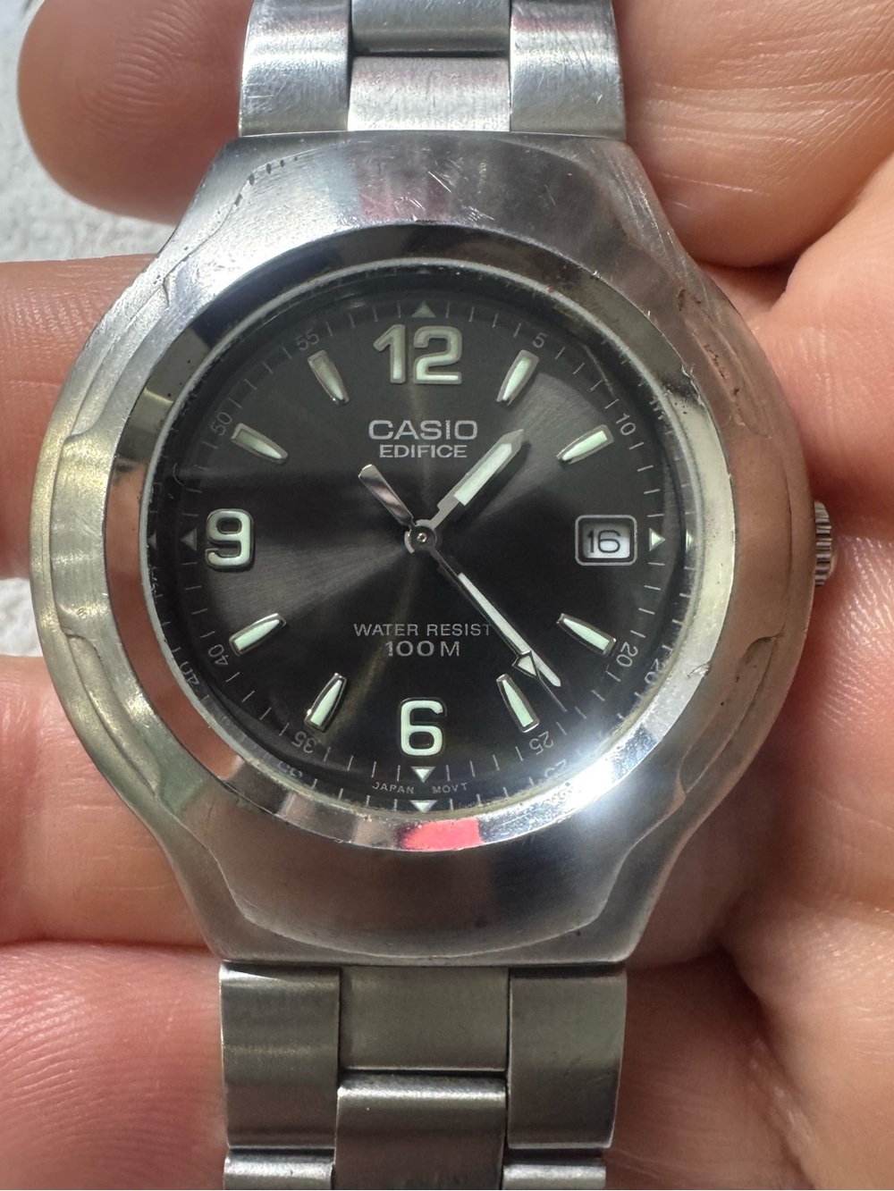 Casio Edifice Silver Stainless Steel Watch with Black Dial